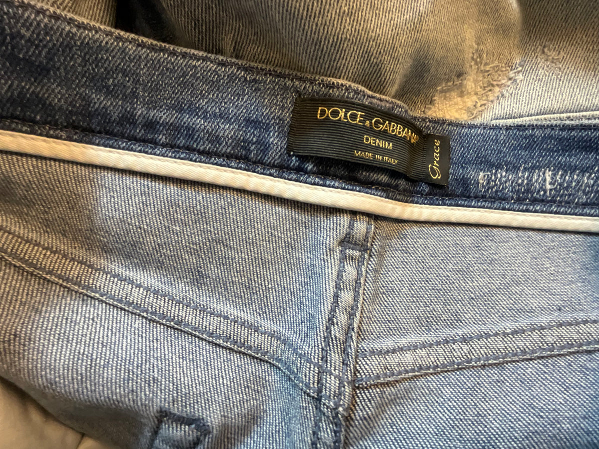 DOLCE & GABBANA GRACE HIGH WAISTED DISTRESSED SKINNY JEANS DENIM SIZE I 42 UK 10 US 6 LADIES