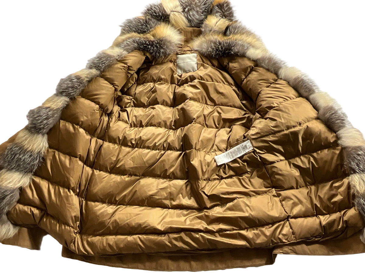 ERMANNO SCERVINO Brown Fur Parka Down Feathers Jacket Size 38 XS ladies
