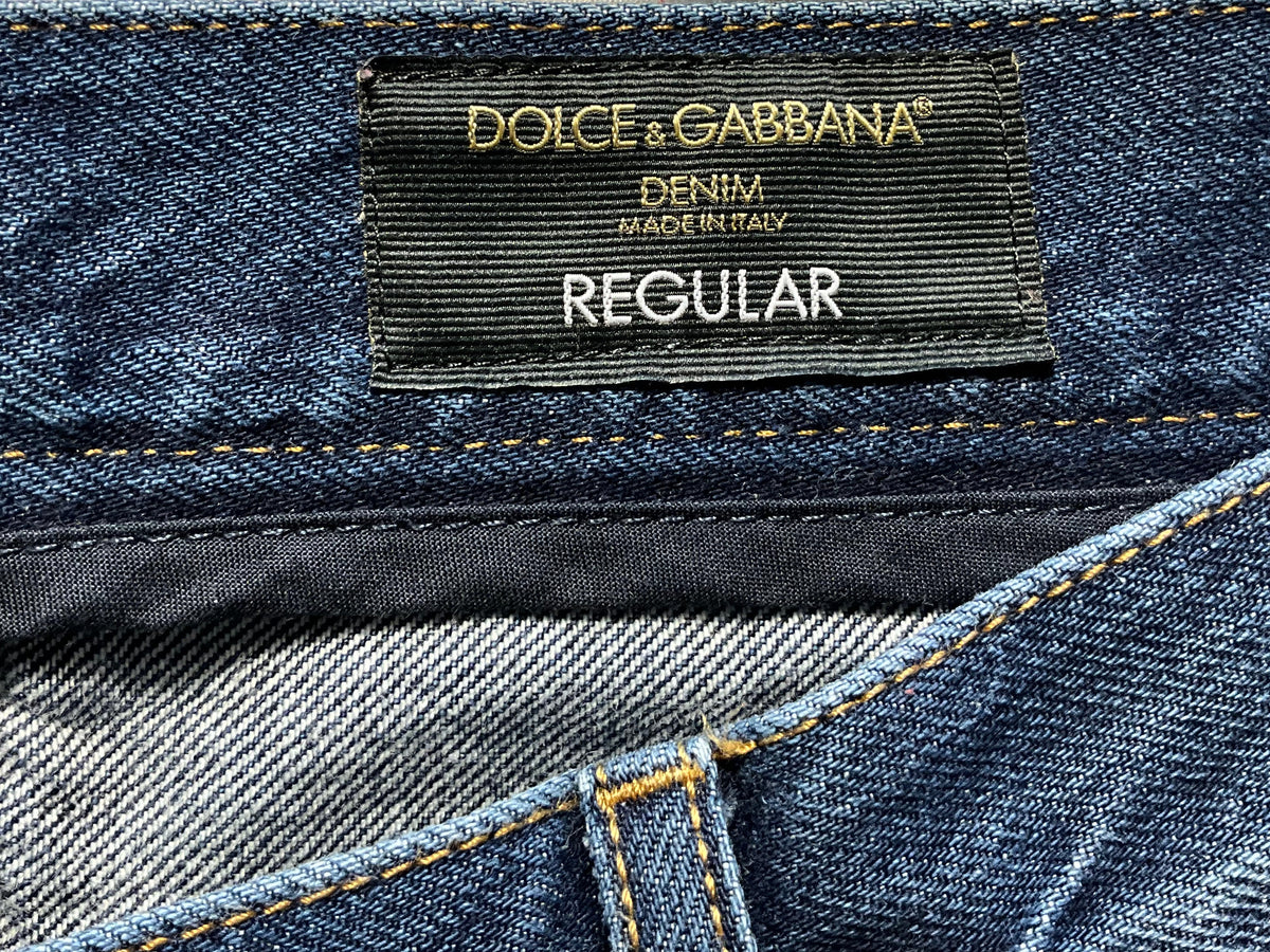 Dolce & Gabbana Men’s Blue Washed Regular Fit Jeans – Size IT 50 men