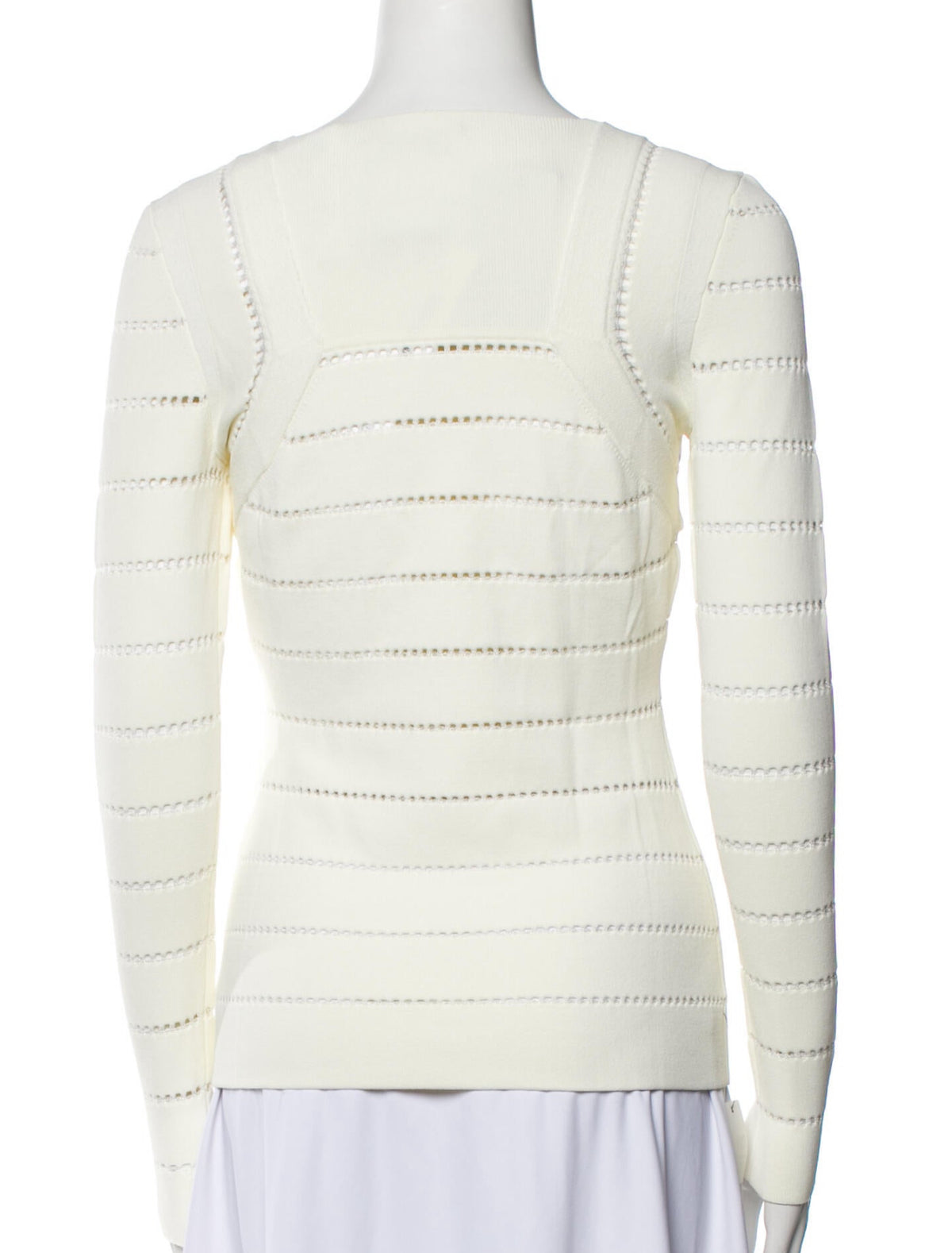 NARCISO RODRIGUEZ Jumper Size IT 42 Thin Knit Sheer Grid Stripes Top ladies