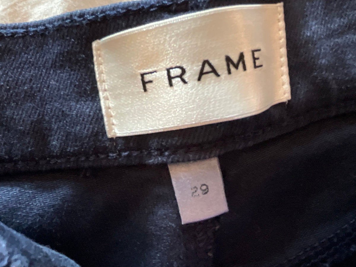 FRAME Navy Blue High-Waisted Wide-Leg Cropped Jeans – Size 29 ladies