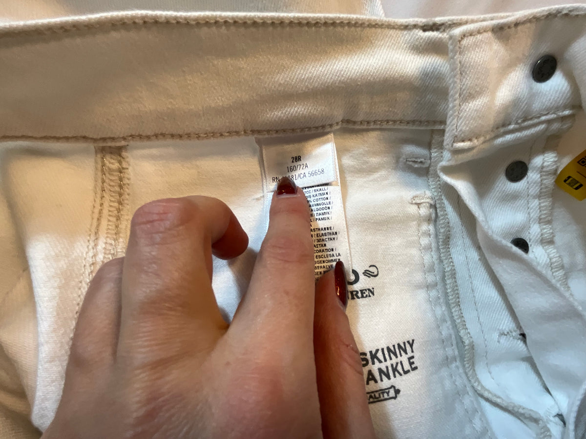 Polo Ralph Lauren White Tompkins Skinny High Waist Jeans size 28R ladies