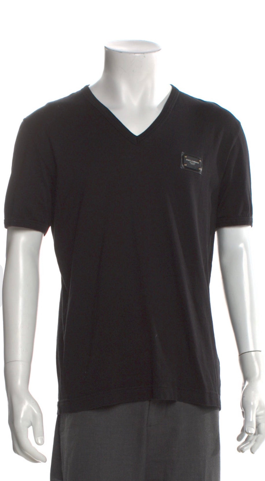 Dolce & Gabbana plaque V neck black T shirt size I 50 men