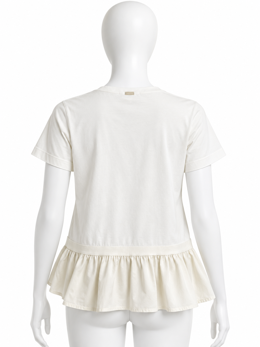 Herno White Cotton Peplum T-Shirt ladies
