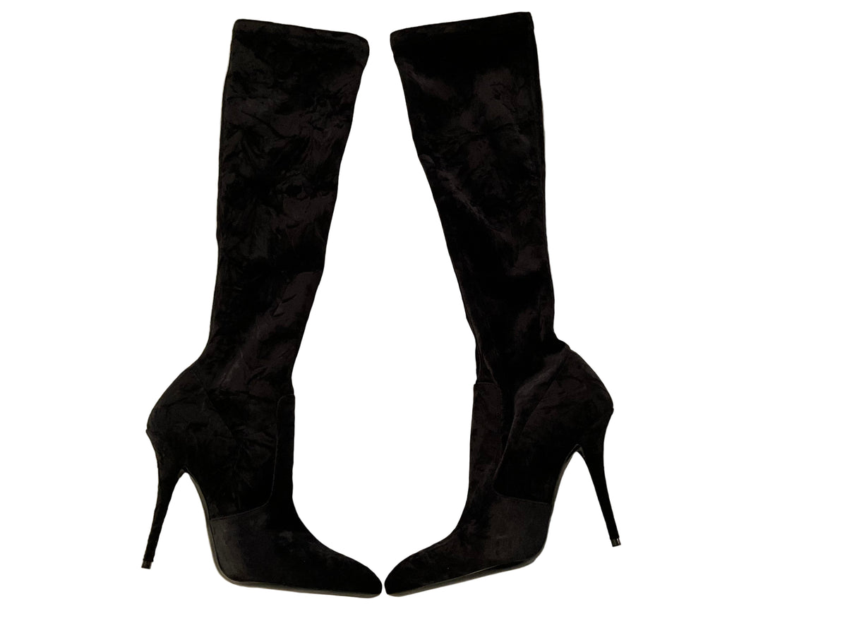 Saint Laurent Talia 110 Velvet Knee-High Boots Size 39 ladies