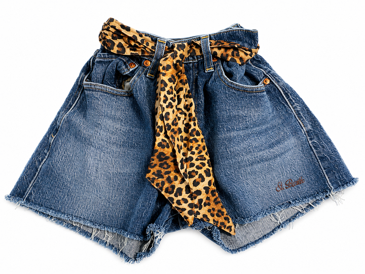 MC2 Saint Barth Leopard-Print Denim Shorts size W34 ladies