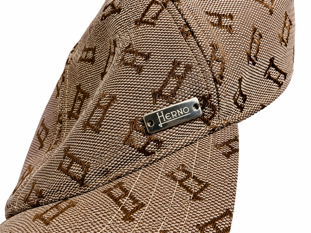 Herno Brown Monogram Jacquard Baseball Cap – Size M men