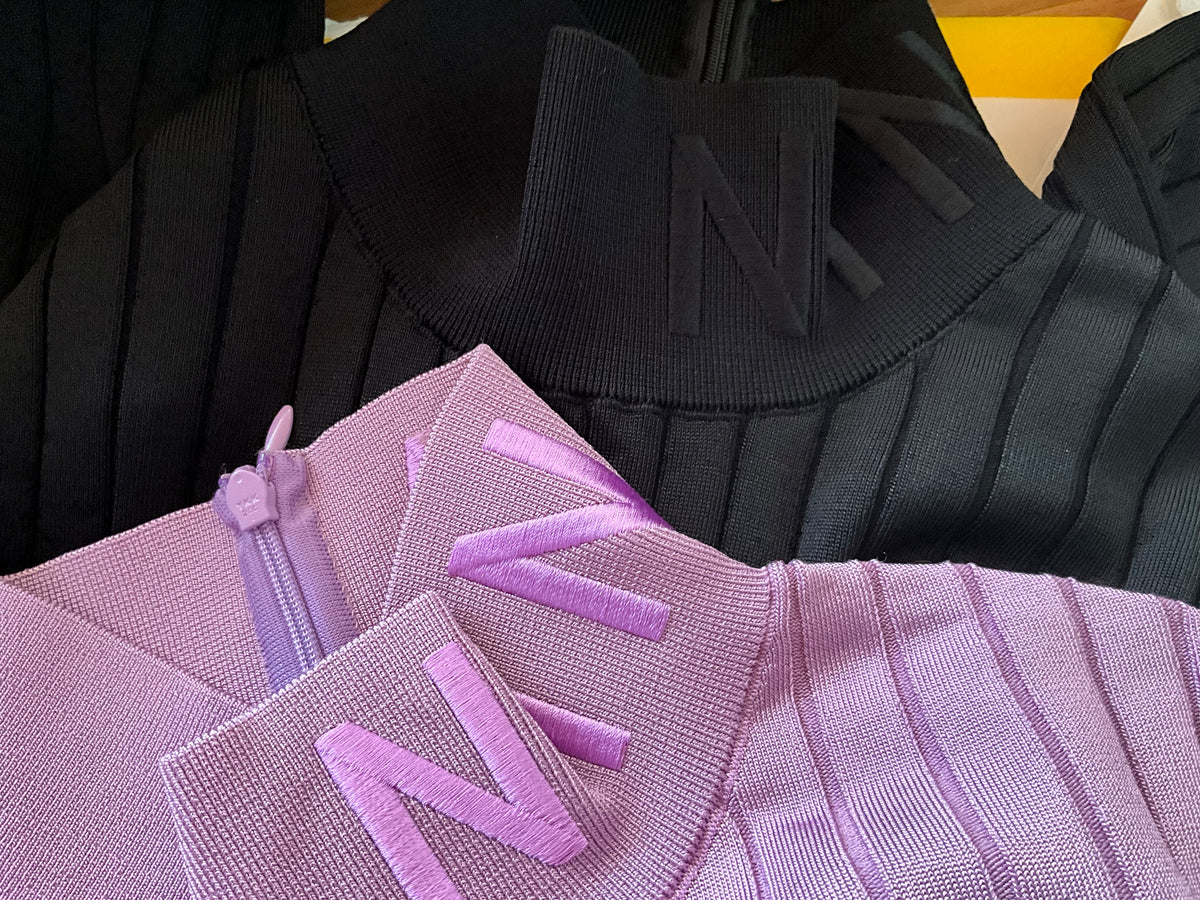 Nina Ricci Logo Knit Turtleneck Sweater Jumper Top Black or Purple ladies
