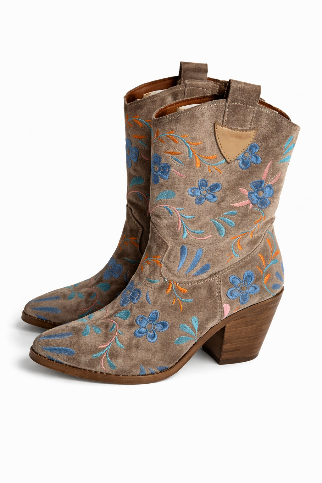 Custom made Western Suede Floral Embroidered Boots Size 38 ladies