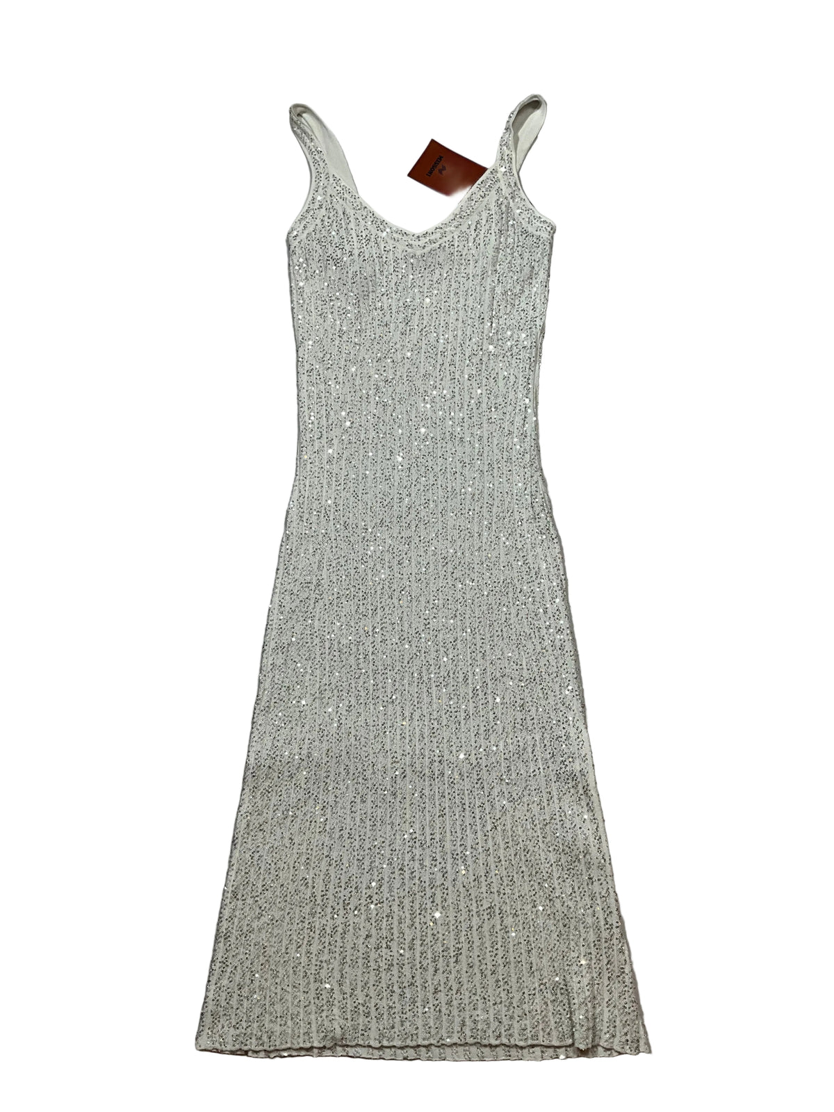 Missoni white Sequin-embellished ribbed-knit midi dress Size I 42 UK 10 US 6 ladies