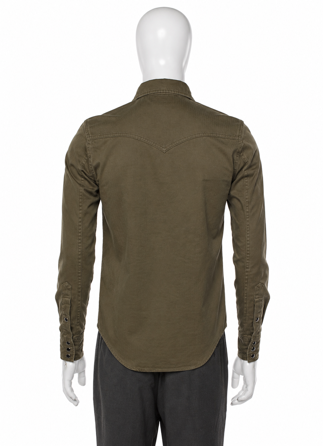 Saint Laurent Distressed Classic Stonewashed Denim Western Shirt – Khaki – Medium men