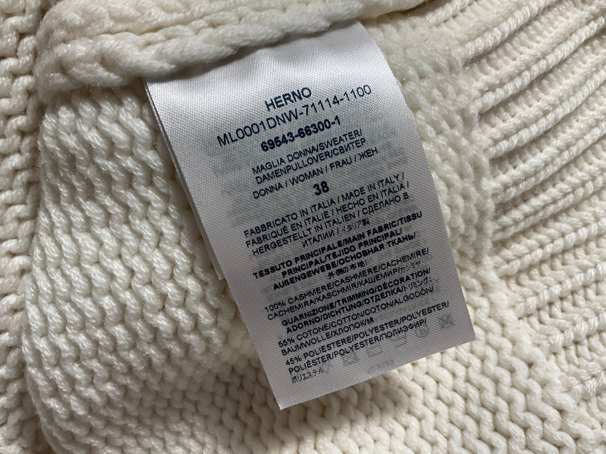 Herno White Cashmere Turtleneck Sweater Jumper Size I 38 XS ladies