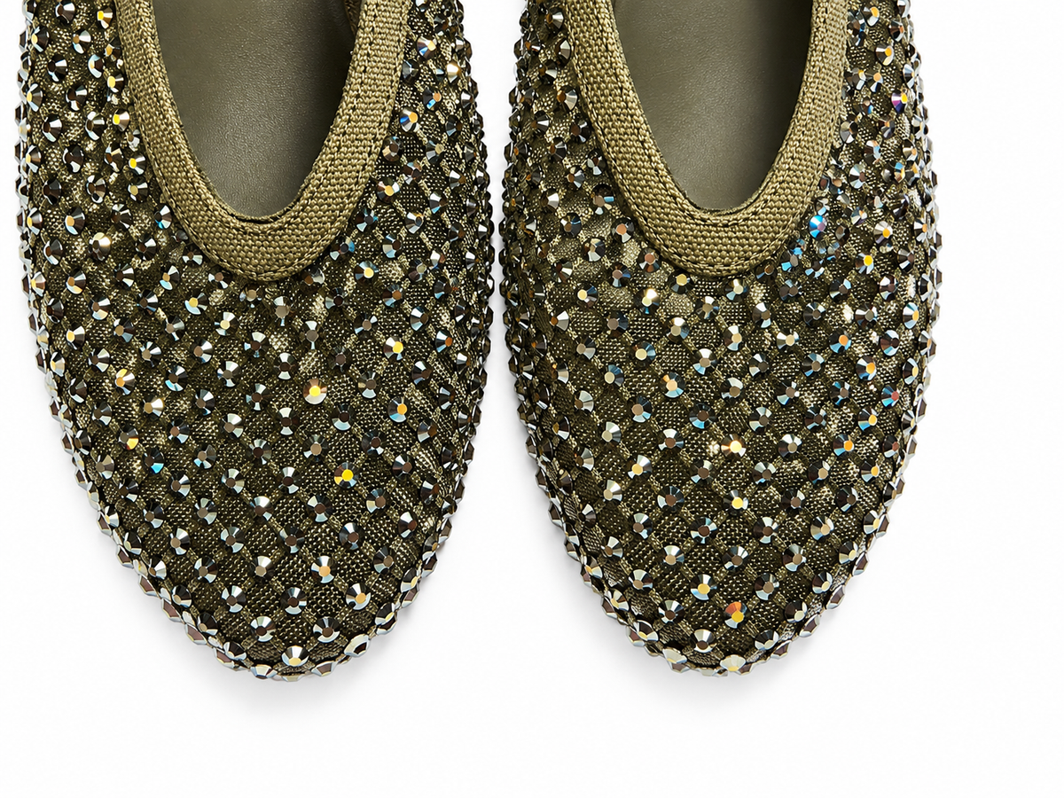 Le Silla Gilda Crystal-Embellished Mesh Mary Jane Ballet Flats – Size 38½ ladies