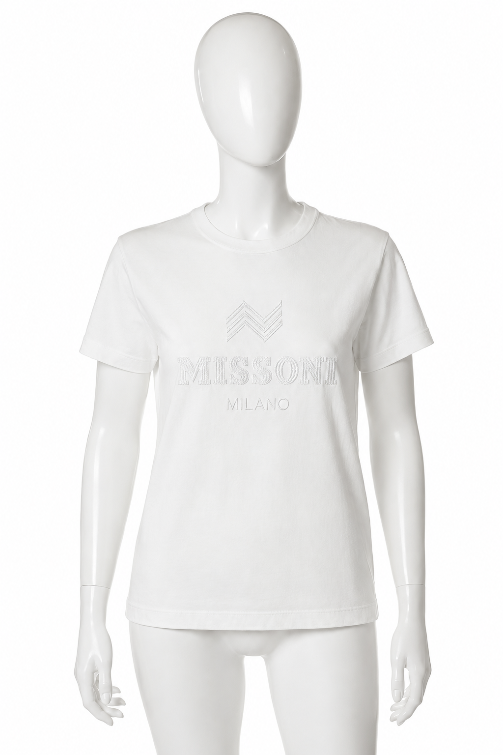 Missoni Milano White Embroidered Logo T-Shirt – Size M ladies