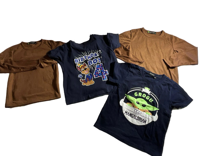 Lot of 4 Boys’ T-Shirts (Long Sleeve & Short Sleeve) 5-6 years children