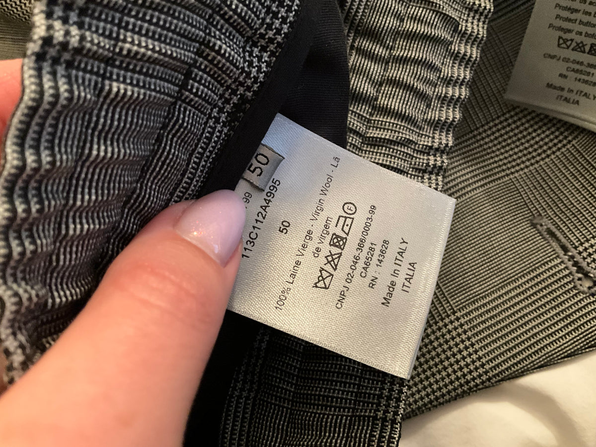 Dior Virgin Wool Check CD Icon Two-Piece Set Suit Size 48-jacket Size 50-trousers men
