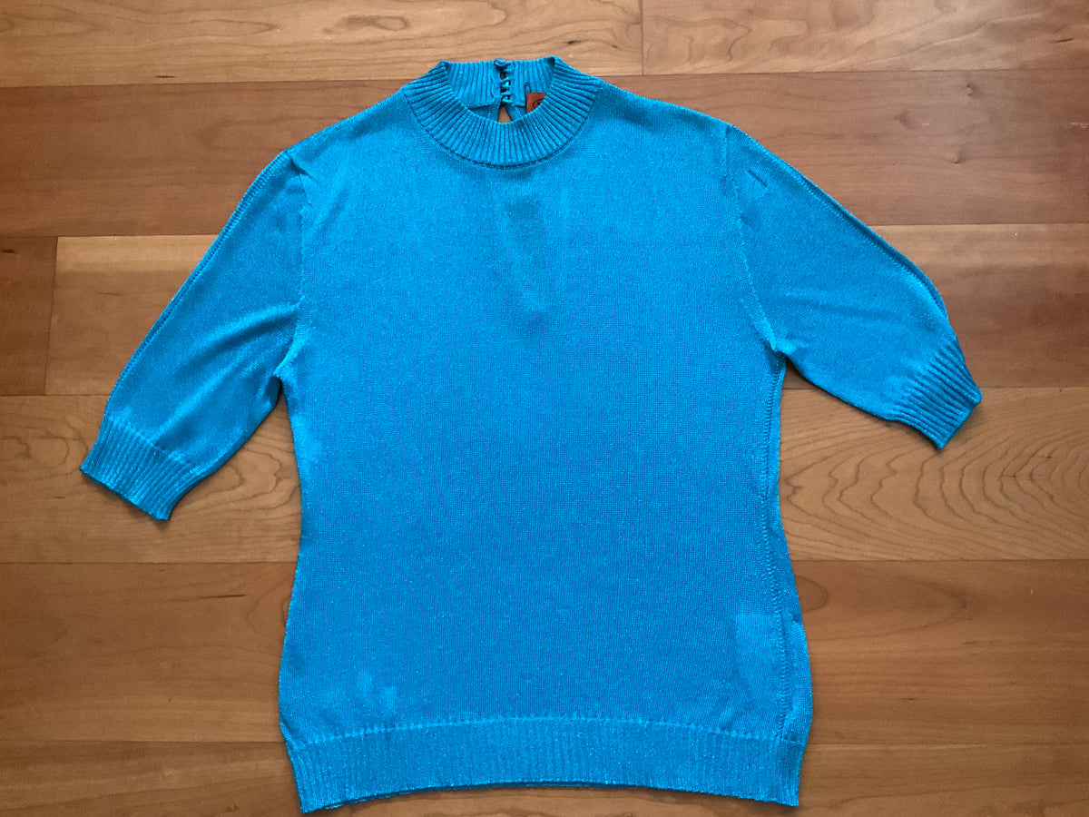 Missoni Lurex Blue Turquoise Metallic Knit Top Sweater Size I 42 UK 10 US 6 ladies