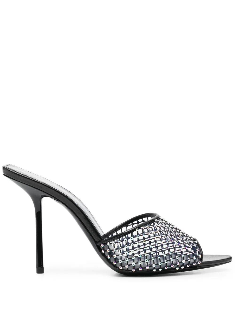 SAINT LAURENT Luz Crystal-Embellished PVC Leather Mules Size 37 UK 4 US 7 ladies