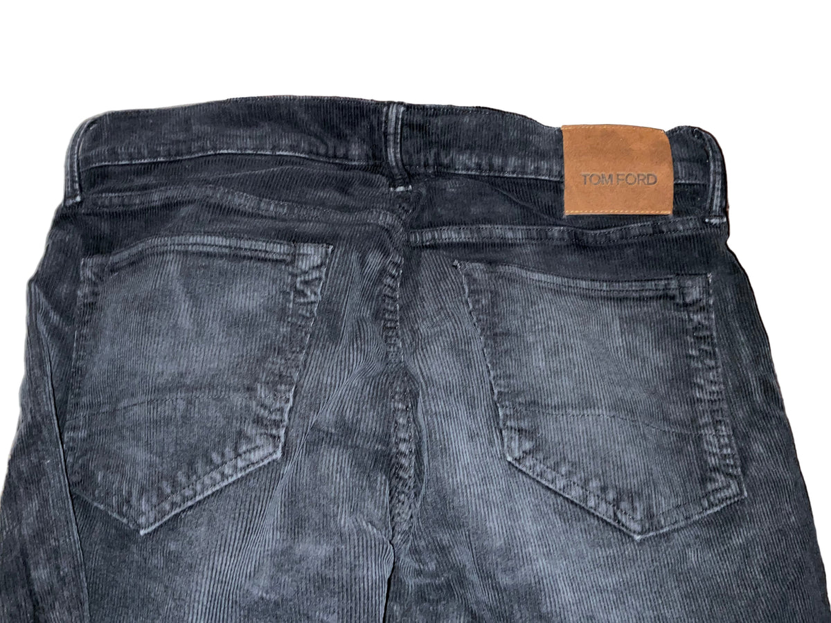 TOM FORD Anthracite SLIM-FIT COTTON-BLEND CORDUROY TROUSERS SIZE 33 MEN