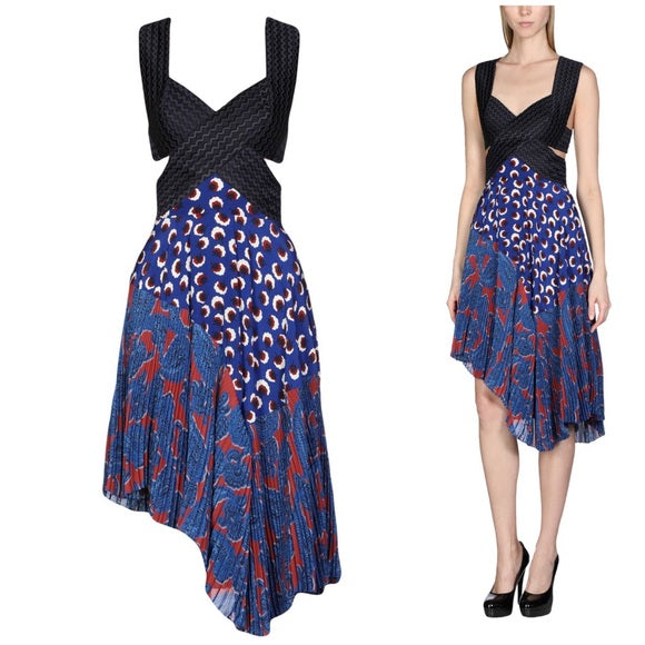 Stella McCartney Plisse asymmetric Cut Out dress I 36 XXS UK 4 US 0 ladies