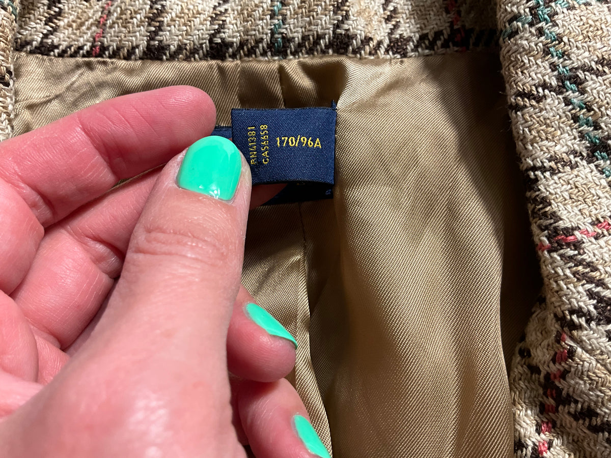 Polo Ralph Lauren Linen & Silk Checked Blazer – Size US 8 ladies