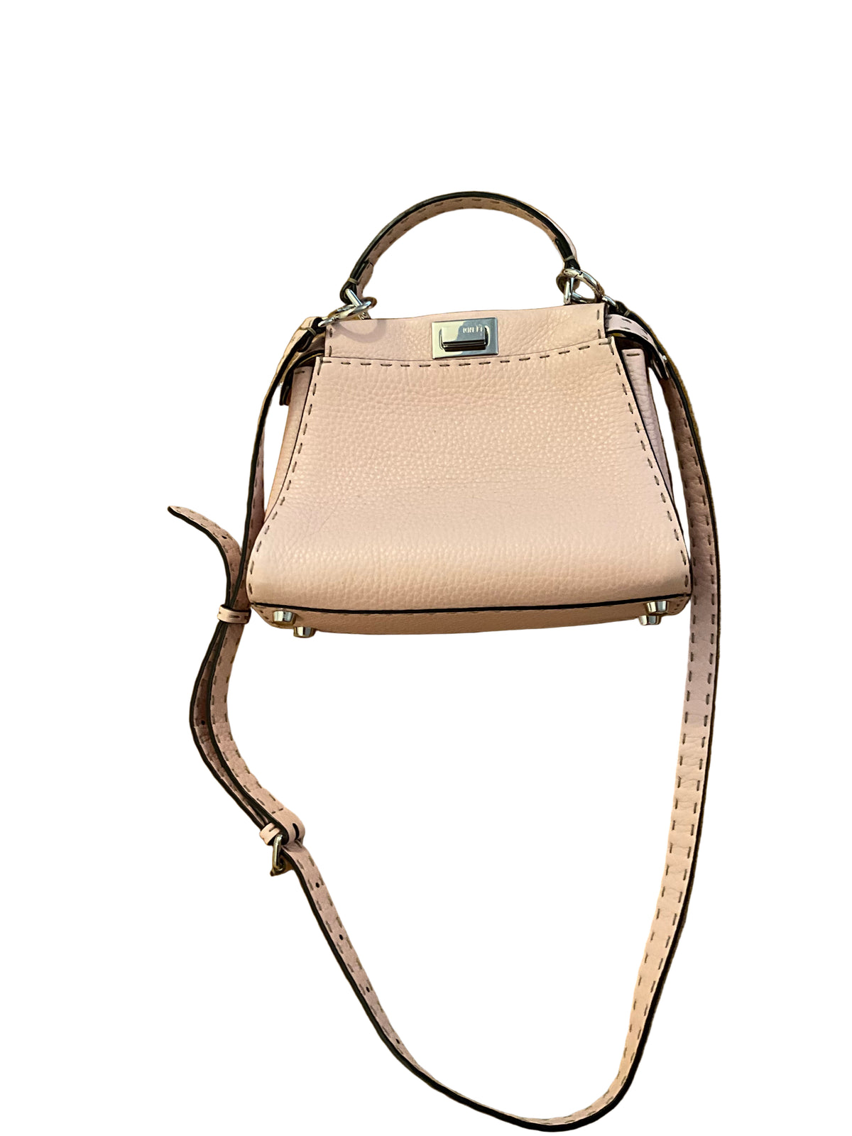 Fendi Pink Selleria Leather Mini Peekaboo Top Handle Bag Handbag ladies