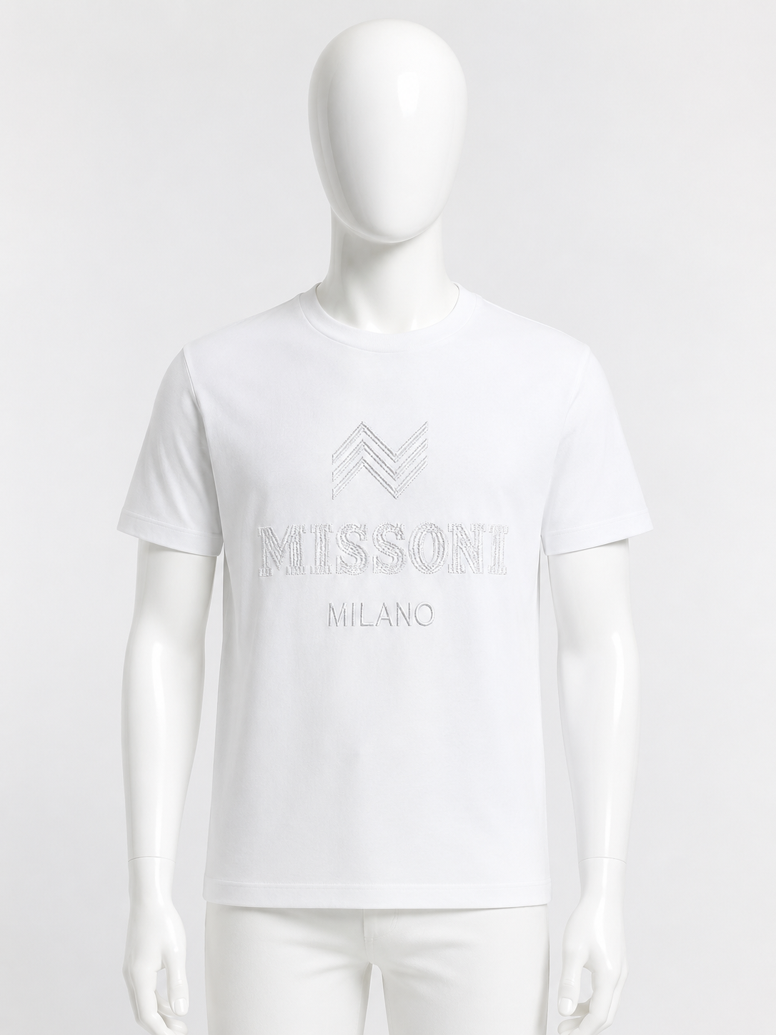 Missoni Milano White Embroidered Logo T-Shirt – Size M ladies