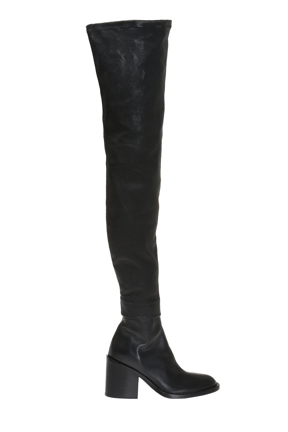 ANN DEMEULEMEESTER BLACK HEELED OVER-THE-KNEE LEATHER BOOTS SIZE 39 US 9 UK 6 ladies
