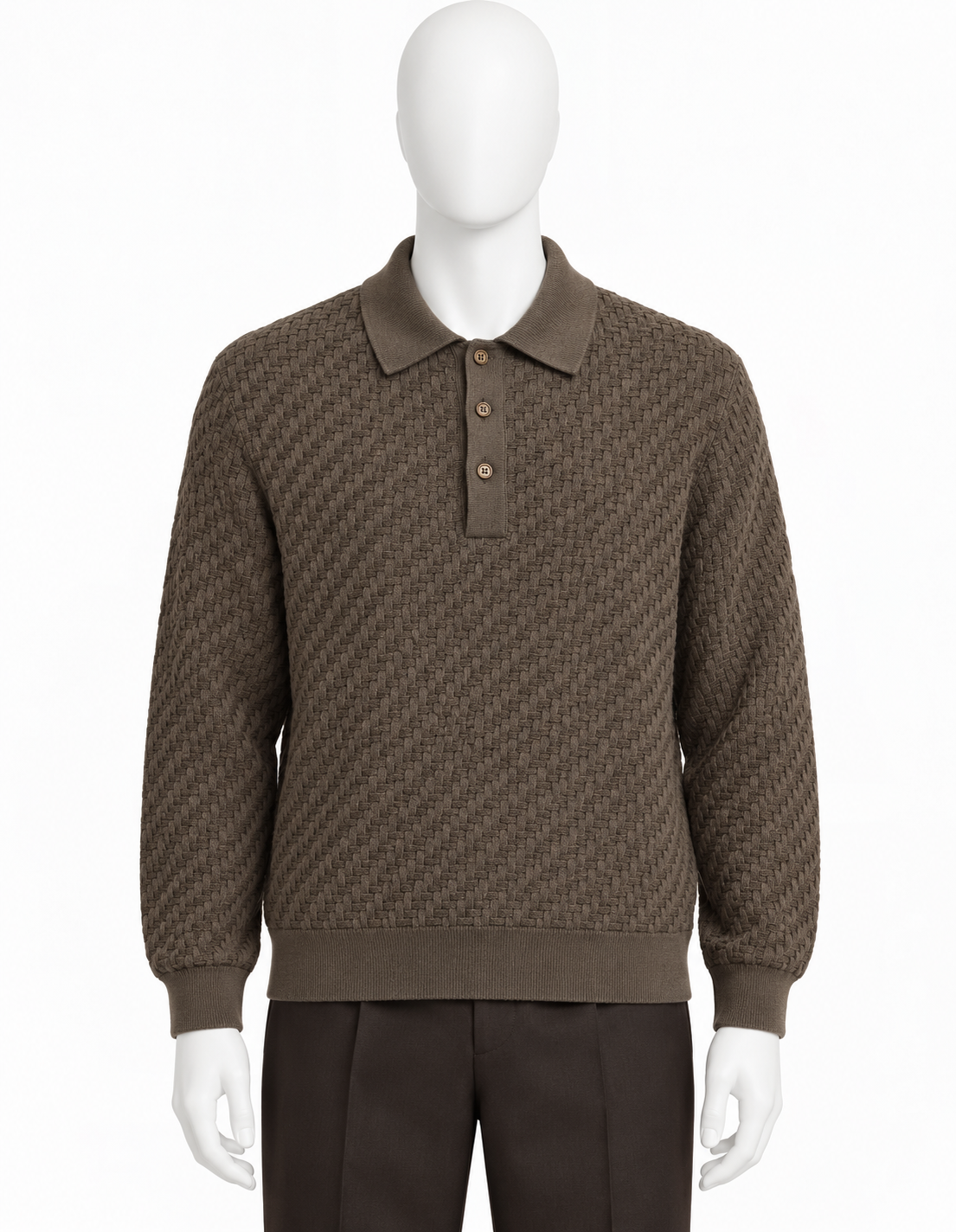 Brioni Men’s Luxury Cotton Silk Cashmere Woven Long Sleeve Polo Sweater – Size IT 50 / L men