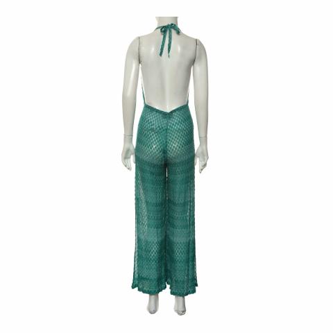 Missoni Mare knit halter neck green jumpsuit size I 42 UK 10 US 6 ladies