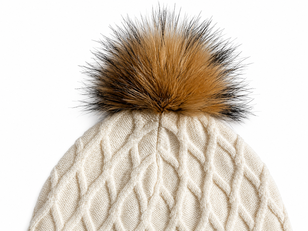 Tartine et Chocolat Cable Knit Fur Pom-Pom Hat – Size 3 years old children
