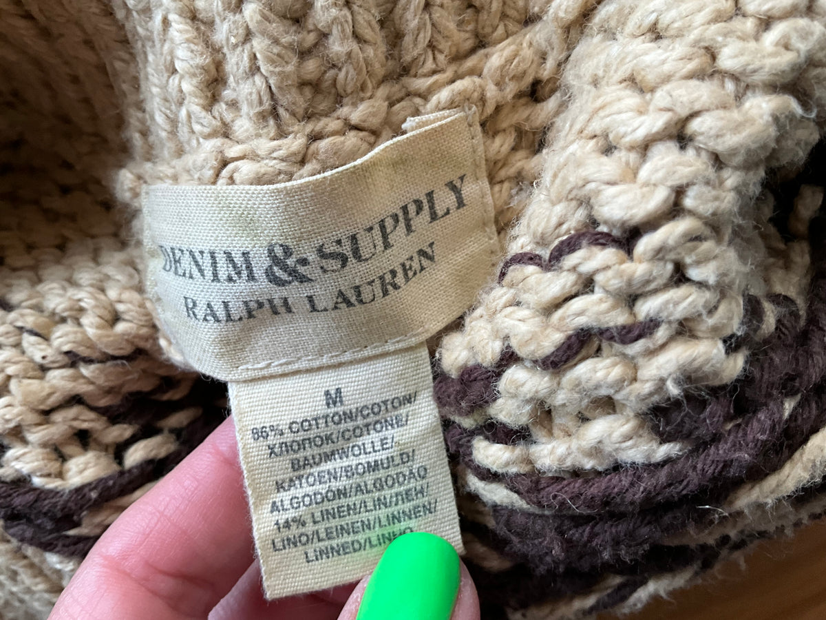 Ralph Lauren Denim & Supply Intarsia Linen Cotton Knit Vest Gilet Size M Medium ladies