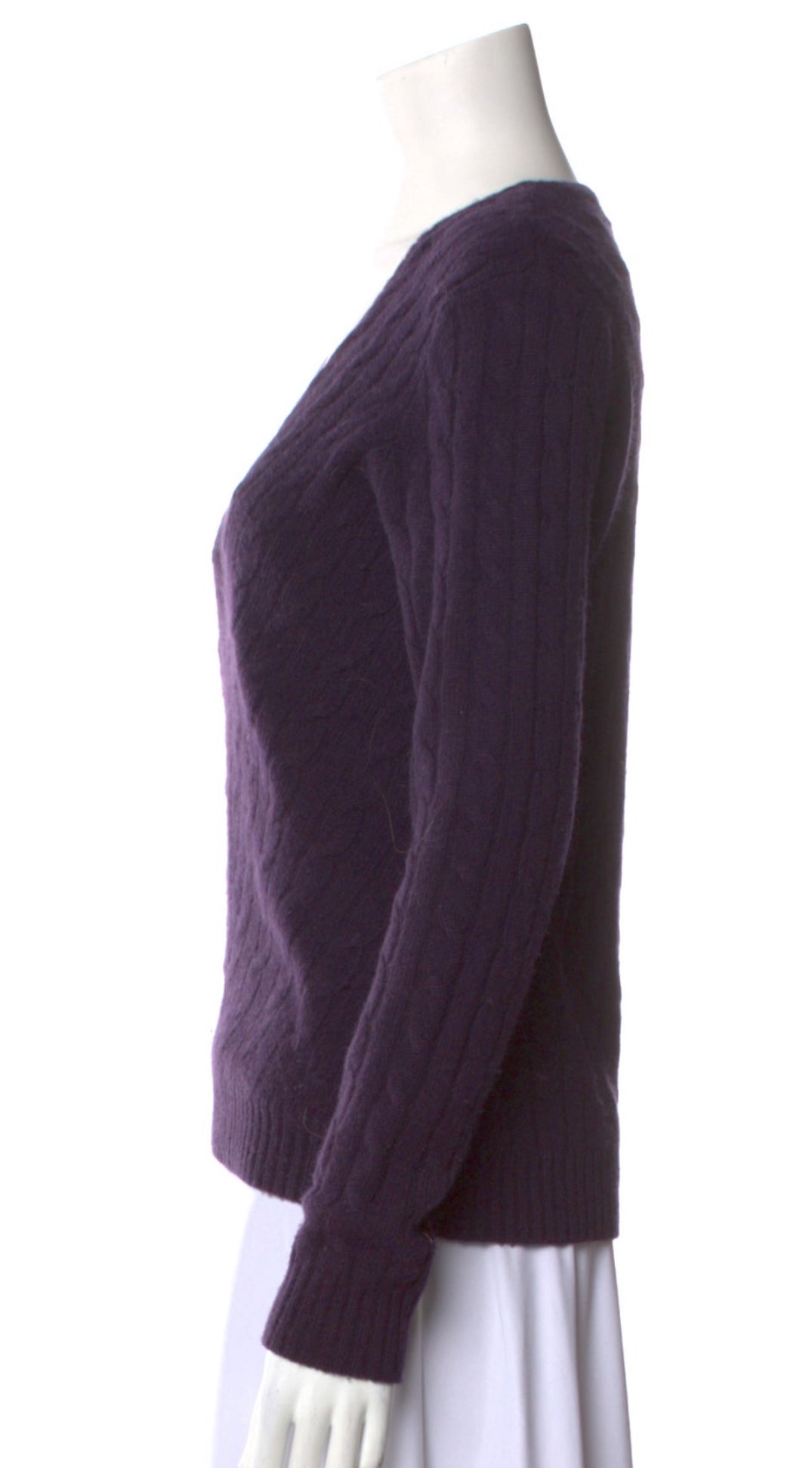 Ralph Lauren Black Label Pure Cashmere Cable Knit Pullover Jumper Sweater Sz XS ladies
