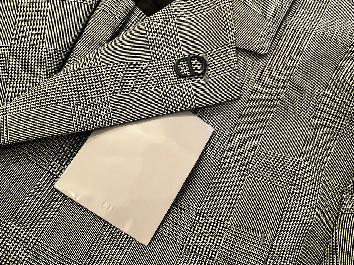 Dior Virgin Wool Check CD Icon Two-Piece Set Suit Size 48-jacket Size 50-trousers men