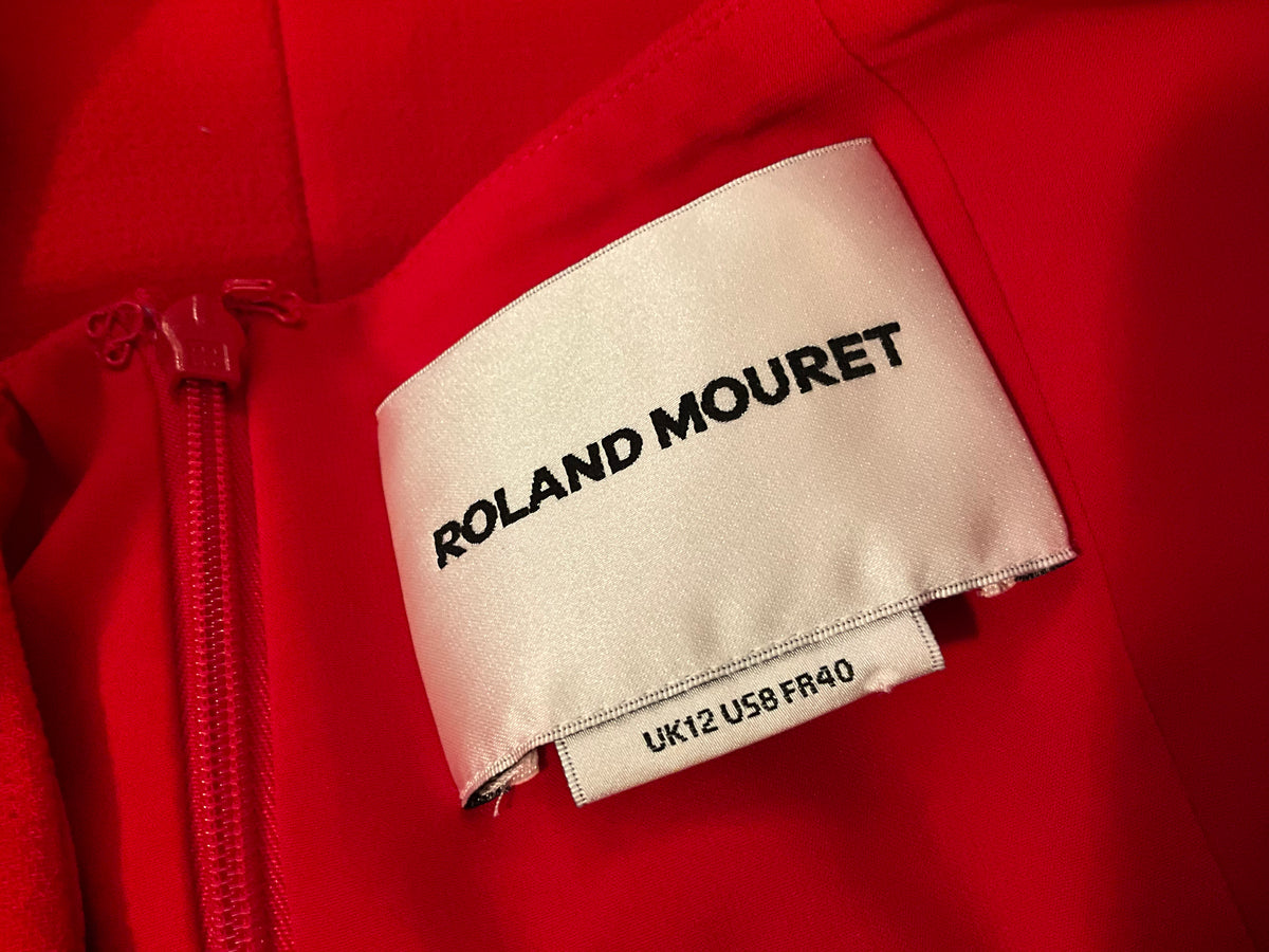 Roland Mouret Off-Shoulder Wool Crepe Mini Dress in Red size UK 12 US 8 L large ladies