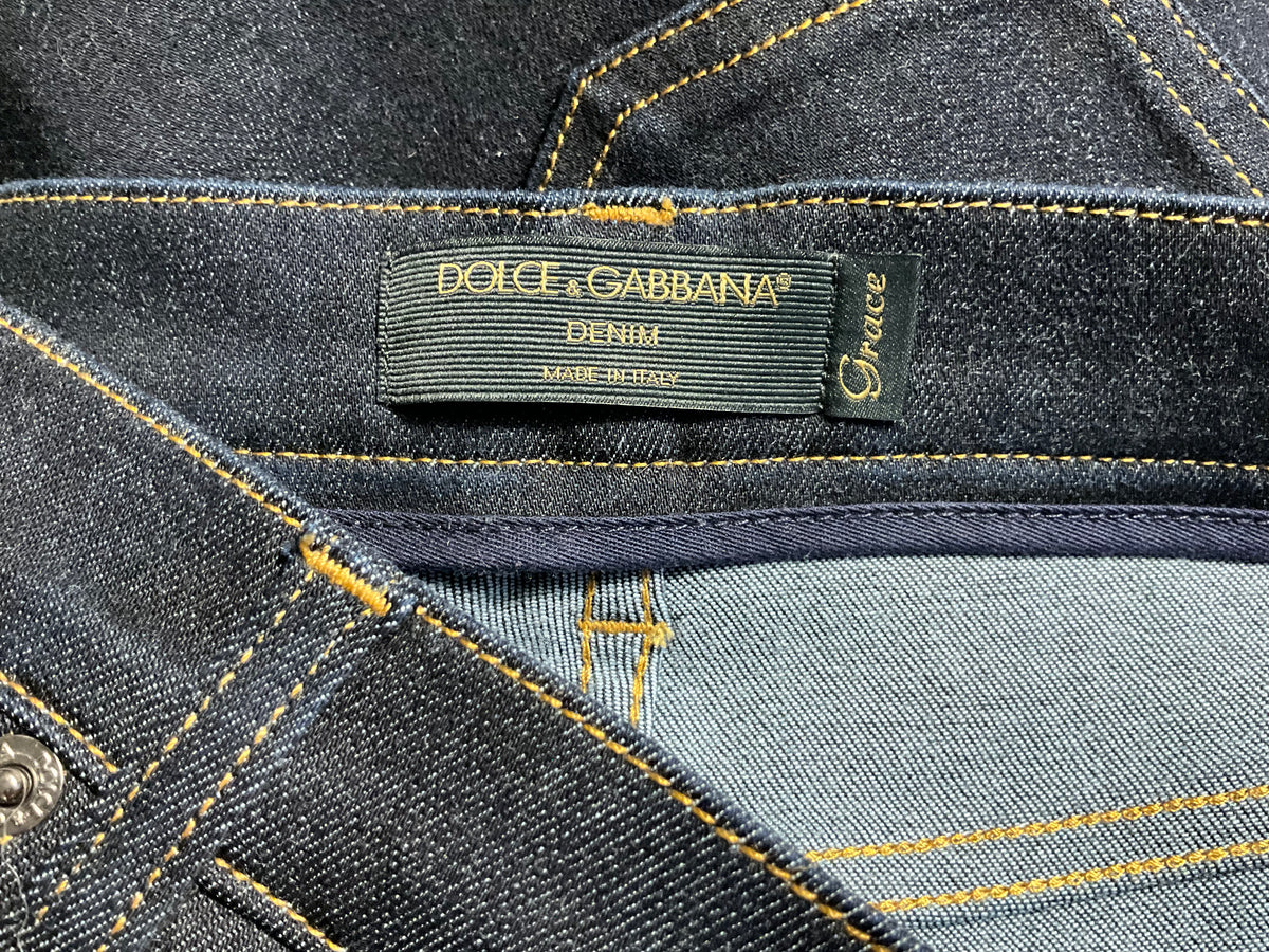 Dolce & Gabbana Deep Blue Stretch Denim Grace Jeans – Approx. Size M / UK 10 ladies