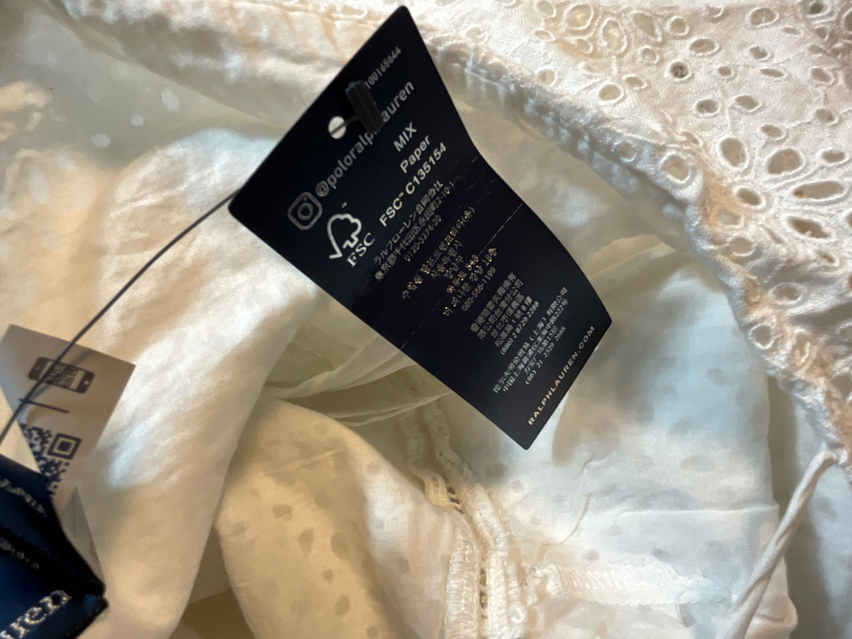 Polo Ralph Lauren White Broderie-Anglaise Linen Maxi Dress Size US 6 UK 10 ladies