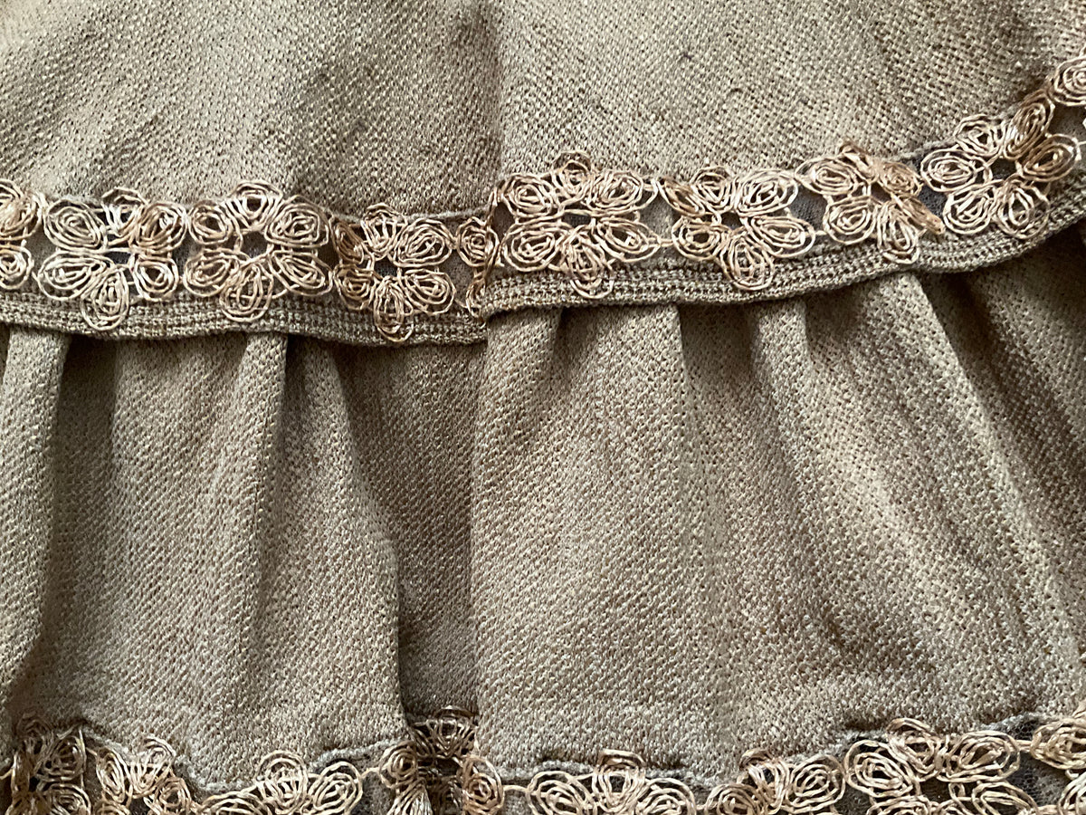 AZZEDINE ALAÏA ALAIA Brown Raffia Flower Knit MINI DRESS F 36 UK 8 US 4 ladies