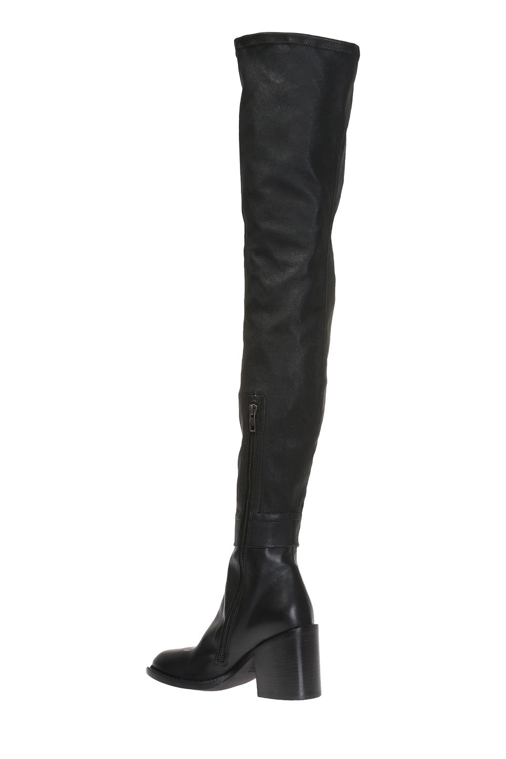 ANN DEMEULEMEESTER BLACK HEELED OVER-THE-KNEE LEATHER BOOTS SIZE 39 US 9 UK 6 ladies