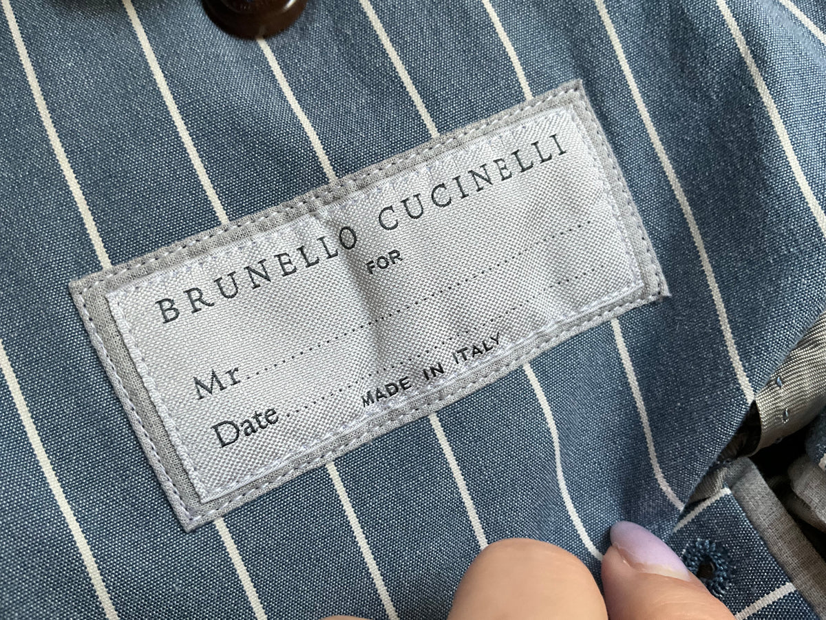 Brunello Cucinelli single-breasted striped blazer jacket size 48 men