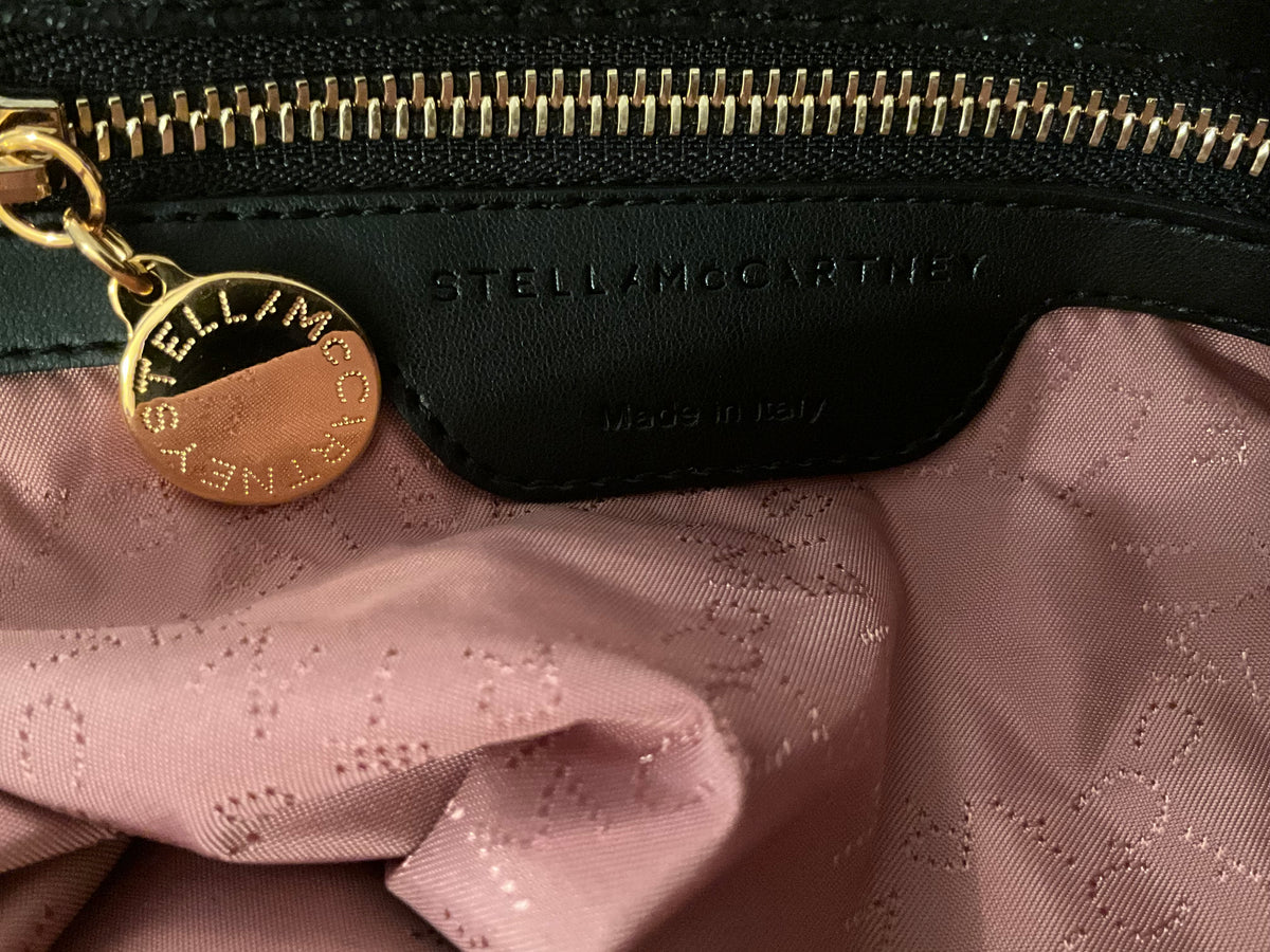 Stella McCartney Falabella Faux Leather Foldover Tote In Black With Gold Chain ladies