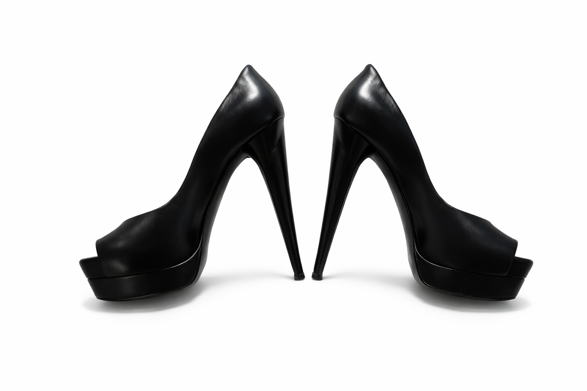 Pierre Hardy Leather Black High Heels Peep Toes Shoes size 37 UK 4 US 7 ladies