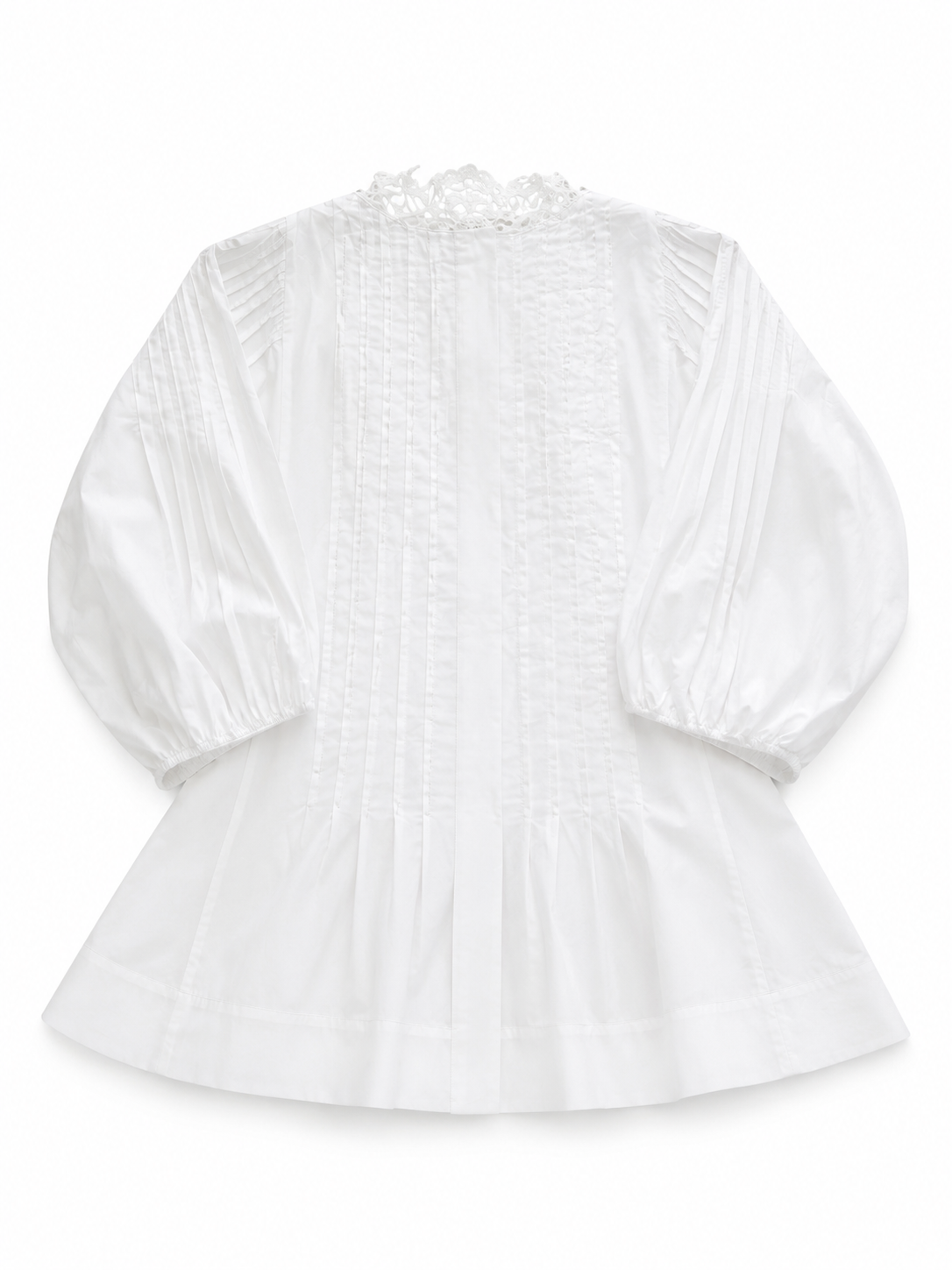 Sandro Moana Lace-Trimmed Pintucked Cotton Poplin Mini Dress ladies