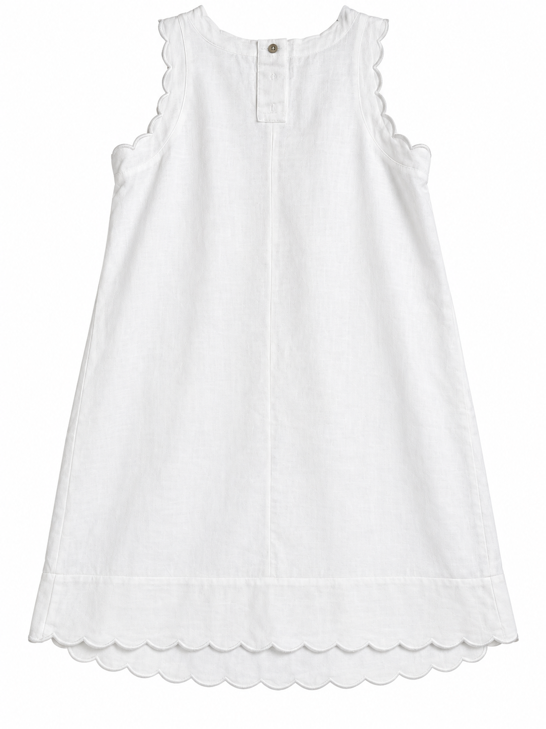 M&S White Linen-Blend Scalloped Mini Dress ladies