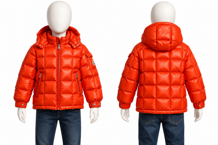 Moncler Kids Unisex Jeff Giubbotto Orange Down Puffer Jacket – Size 10A years children
