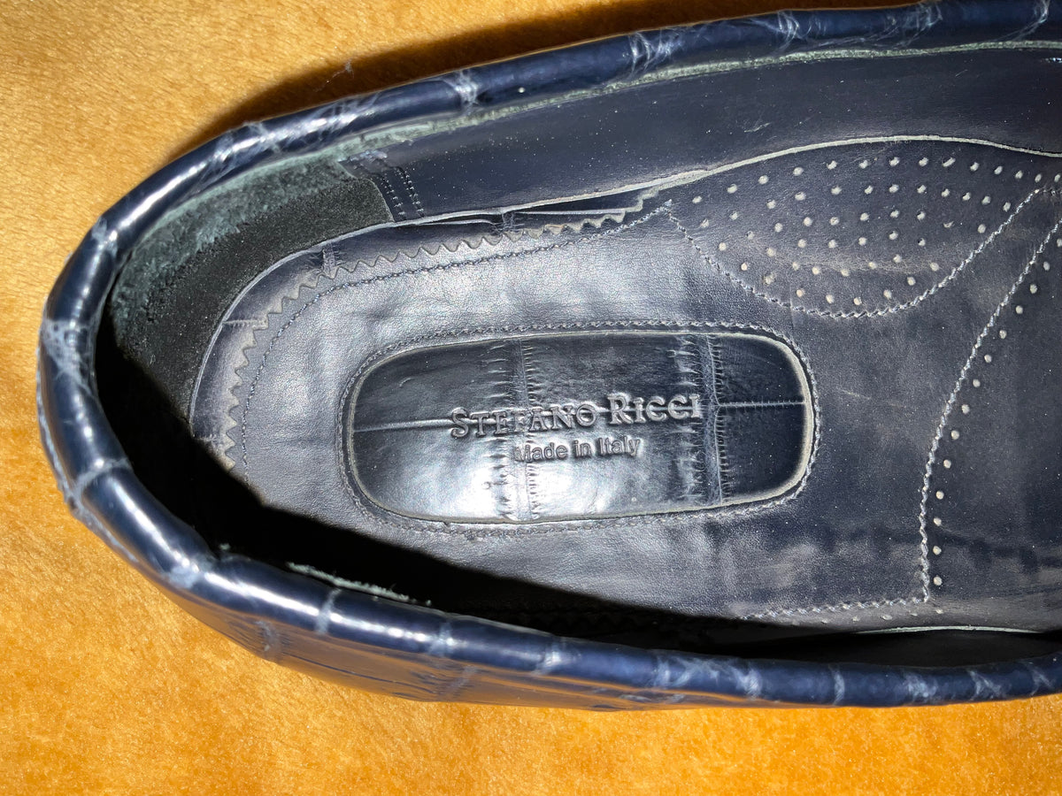 STEFANO RICCI Crocodile Loafers EAGLE Shoes Size 7.5 US 8.5 EU 41.5 men