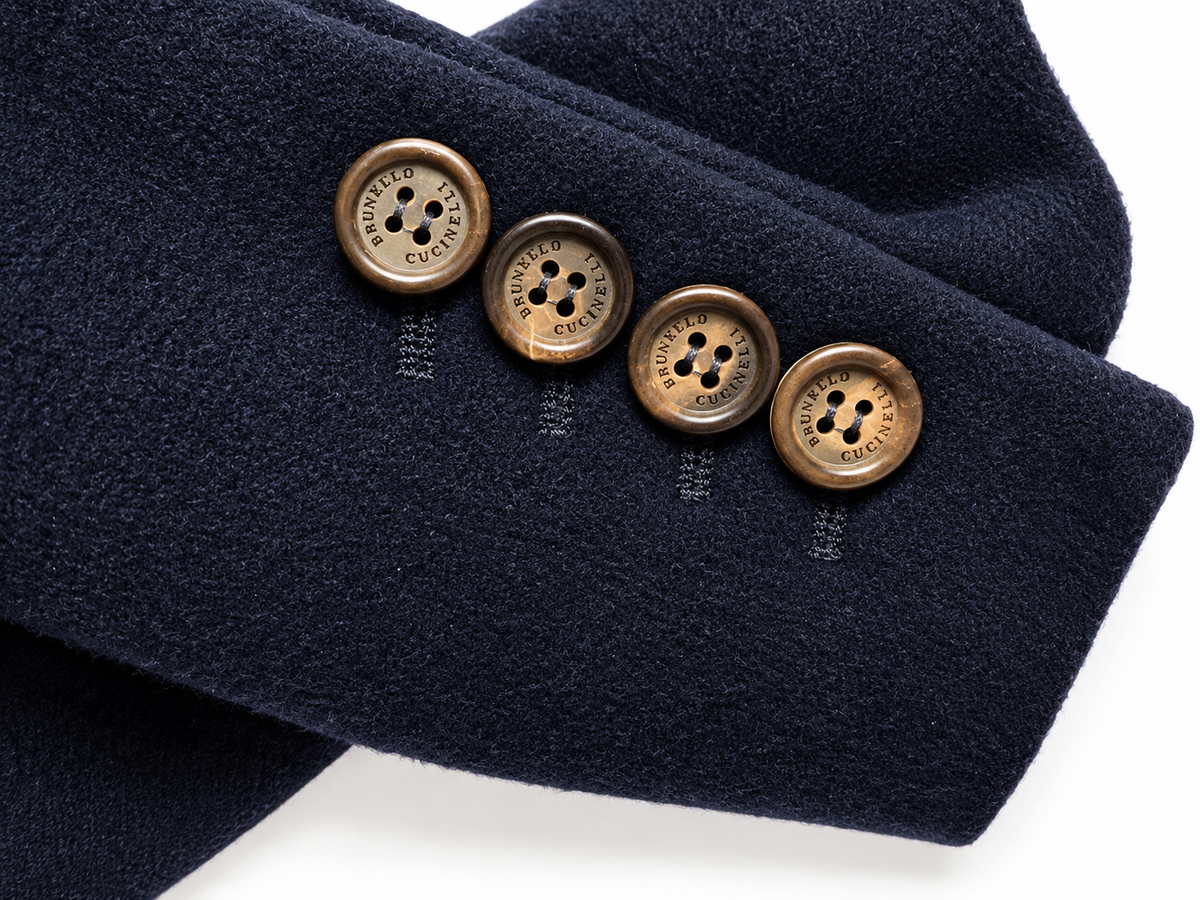 Brunello Cucinelli Men’s Navy Blue 100% Cashmere Double-Breasted Long Coat men
