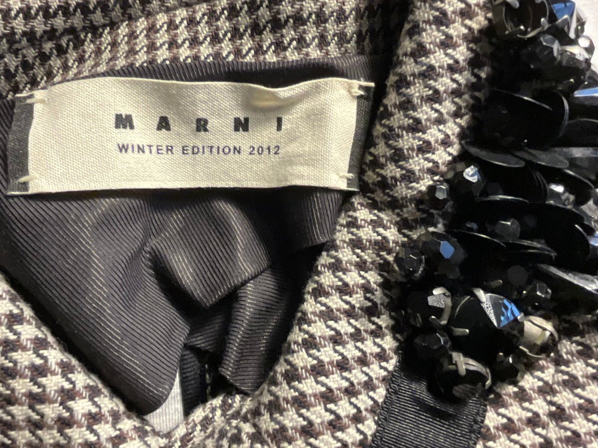 Marni Winter Edition 2012 Houndstooth Embellished Coat – Size 38 ladies