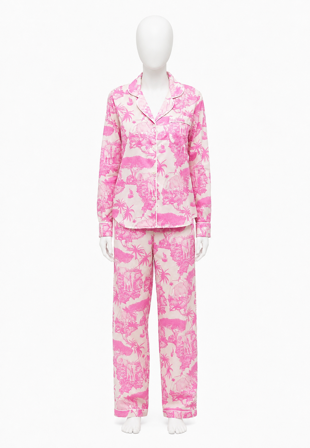 Desmond & Dempsey Pink Toile Print Pajama Set – Size M ladies