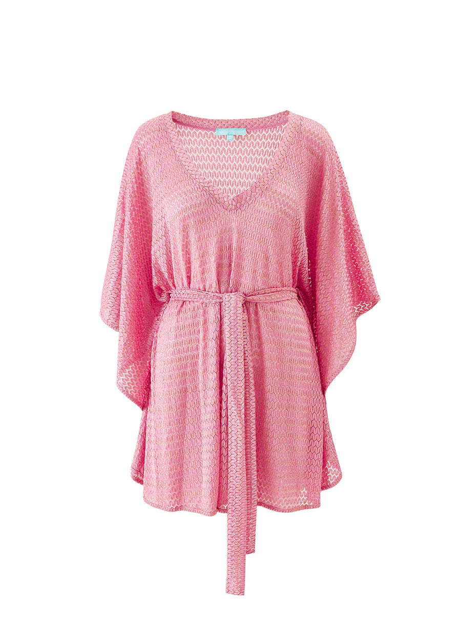 Melissa Odabash Petra Metallic Kaftan Mini Dress One Size Fits all ladies